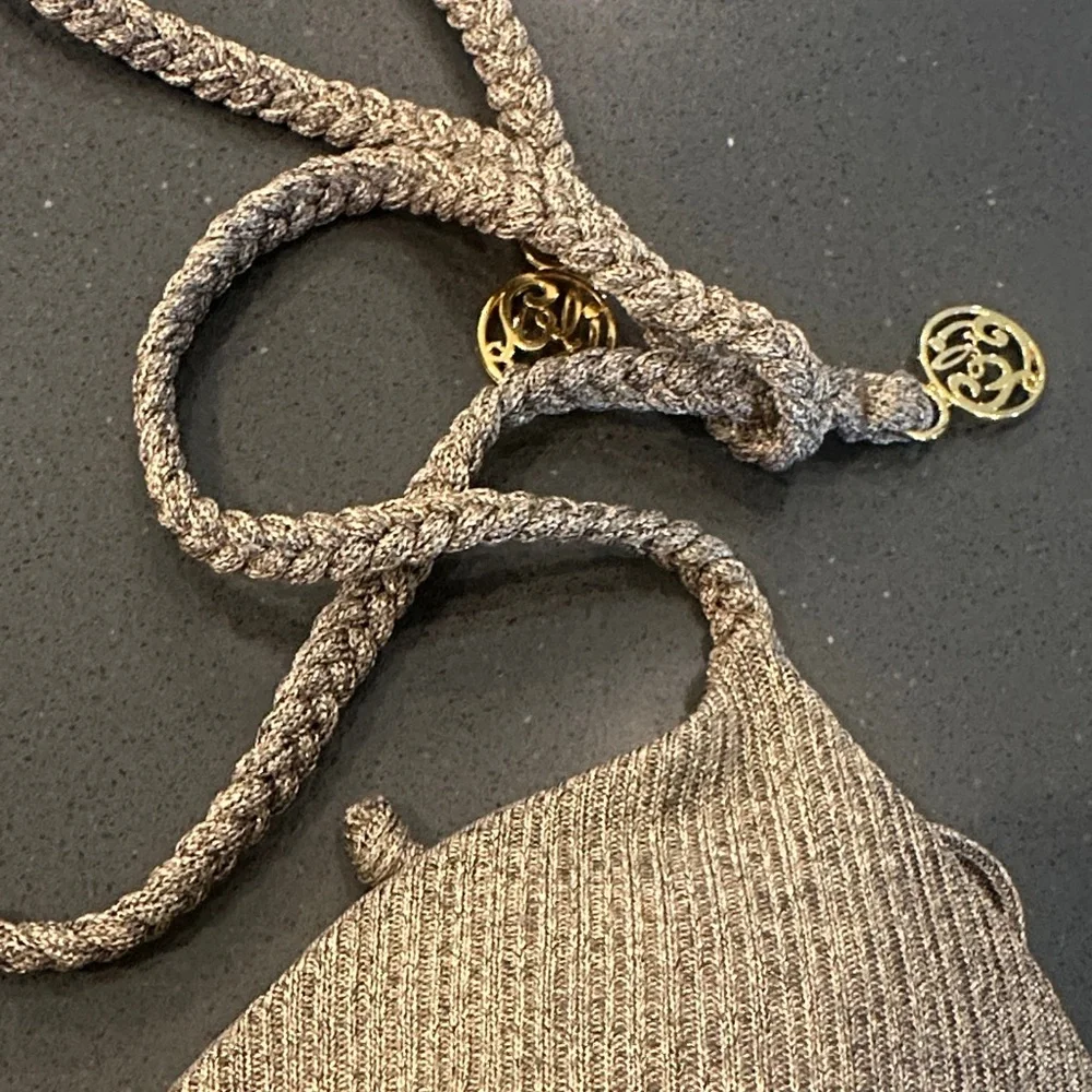 Luli fama bronze Metallic  Triangle Bikini Set - Picture 8 of 12